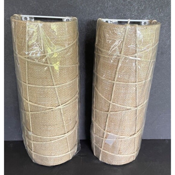 Pauline Libby Designer Sconce Natural Hemp Burlap Shade_ 14" x 5" x 5"_MSRP $375 - Picture 9 of 10